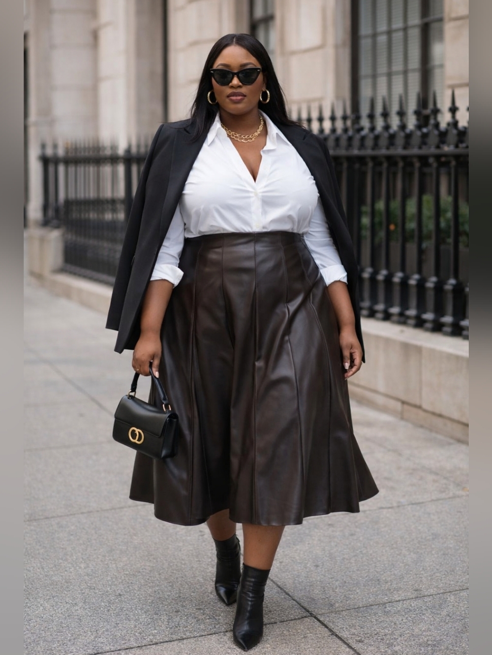 Worthington Elegant Chocolate Brown Faux Leather Skirt 2XL Buttery Soft! NWT